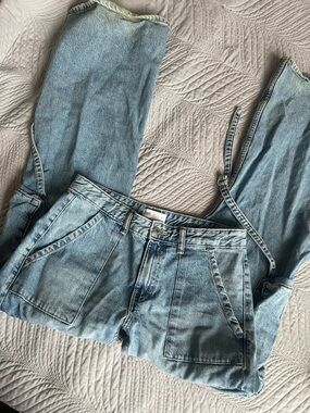 Zara Light Wash wide cargo Jeans